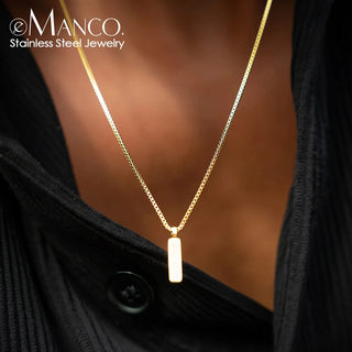 EManco Men's Stainless Steel, Gold Plated Ingot Necklace