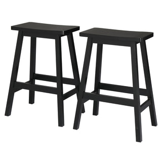 Black Pine Saddle Bar Stool Set – 2-Piece Counter Height Seating