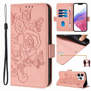 Floral Leather Wallet Case for iPhone – Flip Cover with Card Slots, Stand & Magnetic Closure