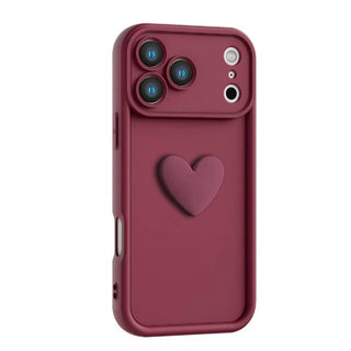 Luxury Cute 3D Love Heart Soft iPhone Case, Full Coverage Shockproof Matte Candy Phone Cover