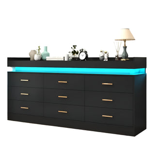 LumiStor 9-Drawer LED Dresser