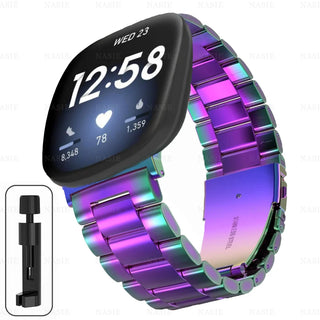 Premium Stainless Steel Watch Band for Fitbit Versa 2 – Adjustable Metal Strap