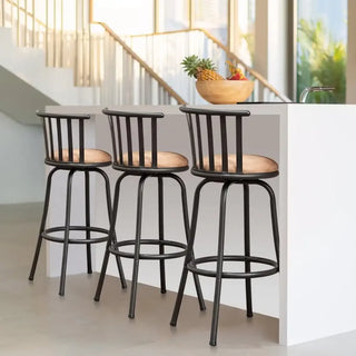 3-Piece Brown Swivel Bar Stool Set – 29"