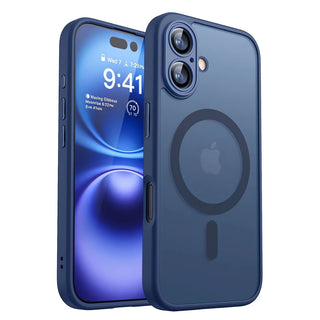 Magnetic Luxury Armor Shockproof iPhone Case, Matte Translucent MagSafe-Style Bumper Cover with Lens