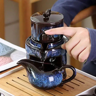 The Kung Fu Teapot Collection 8-Piece Semi-Automatic Chinese Ceramic Purple Clay Tea Set