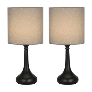 Bedside Nightstand Lamps, Modern Black Metal Base Set of 2