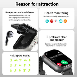 Virwir Earphone Sports Watch Wireless Bluetooth Earbud Set