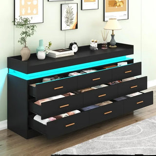 LumiStor 9-Drawer LED Dresser