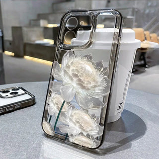 Clear Floral iPhone Case – Shockproof Soft Silicone Cover with Camera Lens Protection