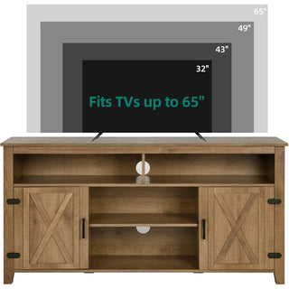 Highboy Farmhouse Barn Door TV Stand for 65 Inch TV