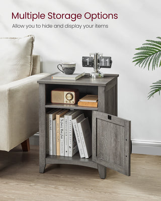 VASAGLE Farmhouse Nightstand with Barn Door – Set of 2