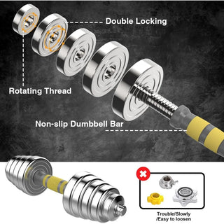 44/66 LBS weights set, Dumbbell Barbell 3 in 1, Steel Dumbbells with Connecting Rod