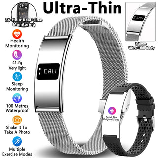 Ultra Thin Smart Fitness Bracelet – Heart Rate, Sleep & Activity Tracker Watch Compatible with Android & iOS