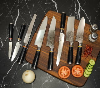 TORA Pro Series 8-Piece Chef Knife Set – VG10 67-Damascus Steel Japanese Chef Knives