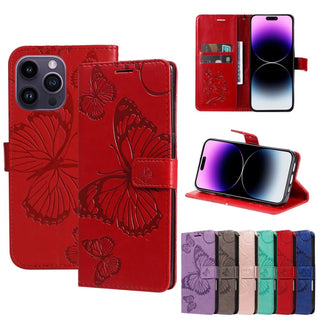 Red butterfly phone case with multiple views and color options displayed.